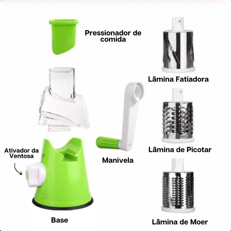 Cortador Ralador Fatiador Moderno Prático com 3 Lâminas