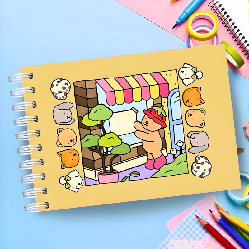 Kit Livro De Colorir Capa Dura + 24 Canetinhas - AMARELO