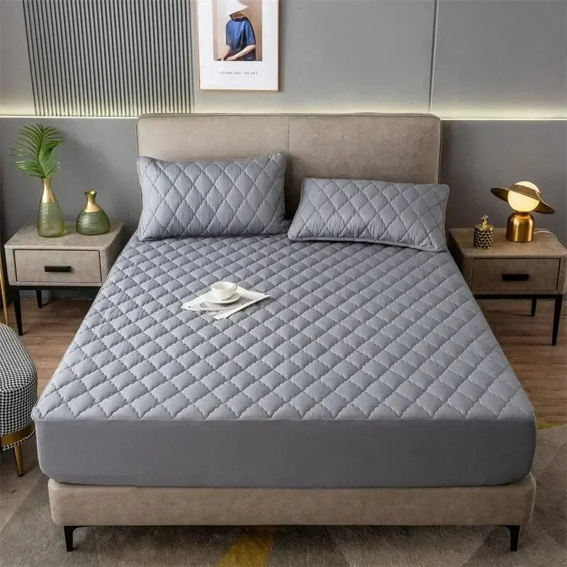 Waterproof Mattress Protector Thickened Queen Double Single Elastic Fitted Sheet Anti-slip Bedspread Solid Color
