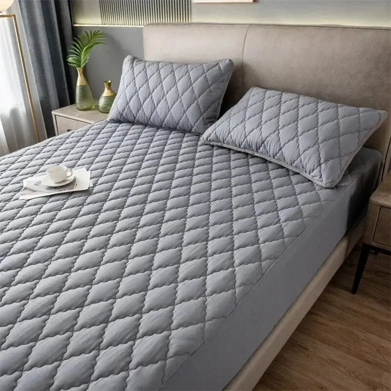 Waterproof Mattress Protector Thickened Queen Double Single Elastic Fitted Sheet Anti-slip Bedspread Solid Color