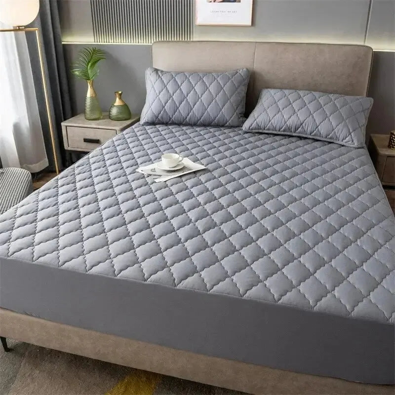 Waterproof Mattress Protector Thickened Queen Double Single Elastic Fitted Sheet Anti-slip Bedspread Solid Color