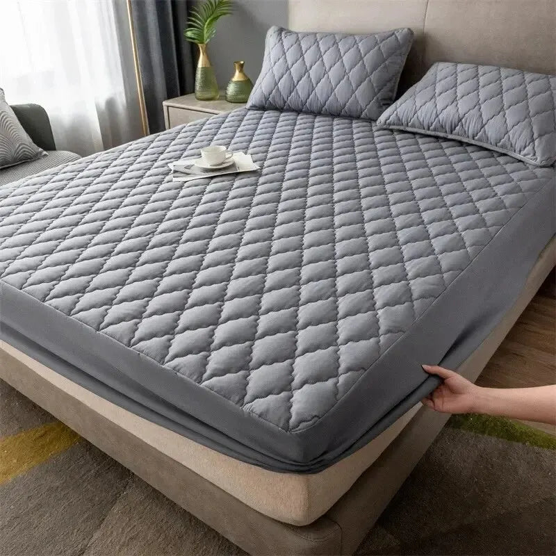Waterproof Mattress Protector Thickened Queen Double Single Elastic Fitted Sheet Anti-slip Bedspread Solid Color