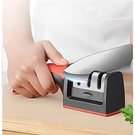 Afiador Amolador Facas Tesouras Profissional 3 em 1 Lâminas Inox Churrasco Carn