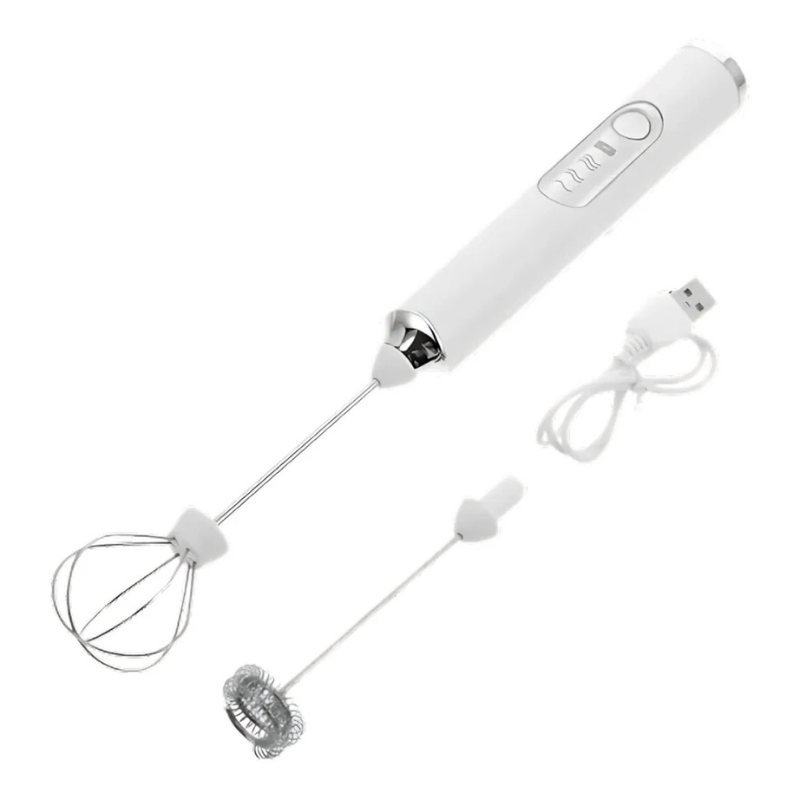 Mini Mixer Portátil Elétrico com Fuê Inox – Leve, Potente e Recarregável