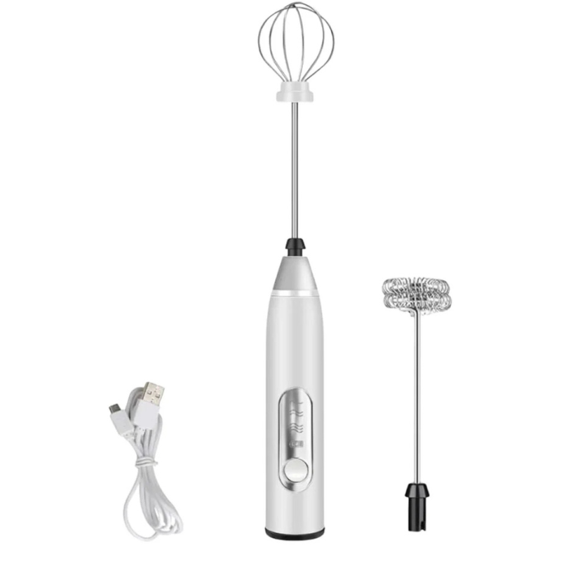 Mini Mixer Portátil Elétrico com Fuê Inox – Leve, Potente e Recarregável
